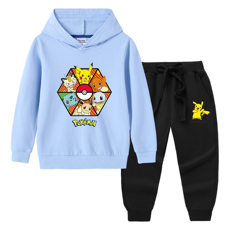 Children Pokemon Pikachu Hoodie & Pant Set Sweater Suit Cotton Trendy