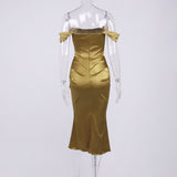 Bella Hadid Dress Sexy Chiffon Sheath Strapless Dress Fishtail Dress