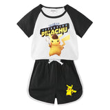 Children Pokemon Pikachu Tshirts & Shorts Short-Sleeved T-shirt Shorts Two-Piece Sports Neutral