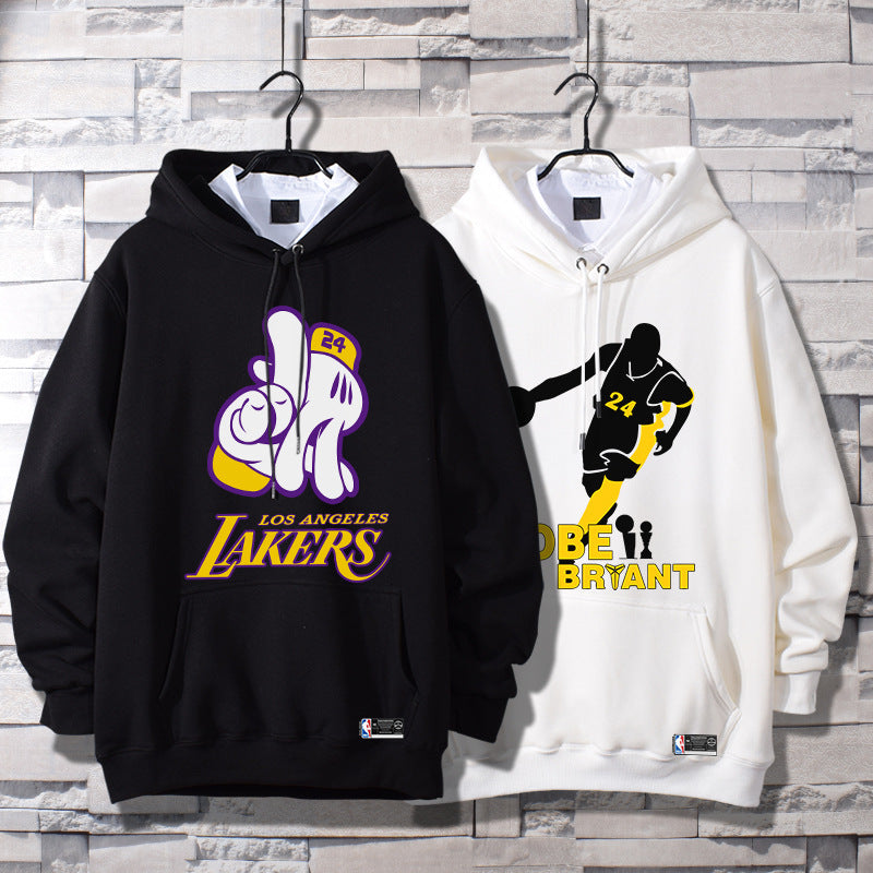 In Memory of Kobe Hoodie Commemorative Kobe No. 24 Hooded Sweater Sports Winter Fleece-Lined