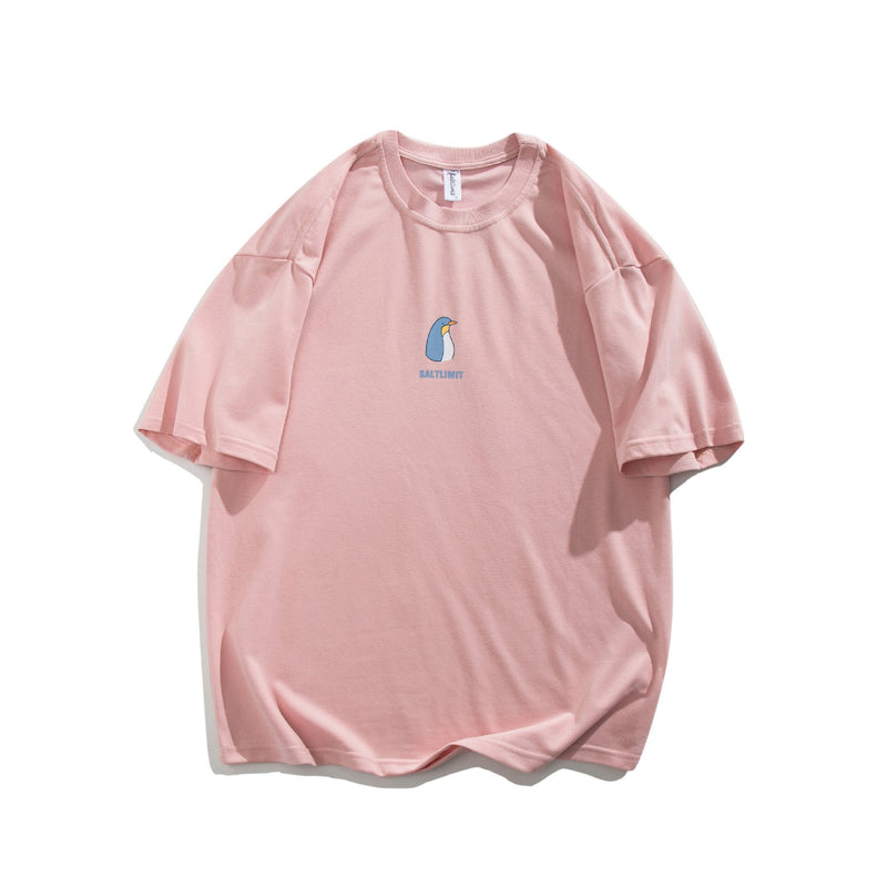 Men T Shirt Summer Casual Tops Men's Clothes Summer Wear Vintage Men's round Neck Short Sleeve Casual Wide Penguin Printed T-shirt