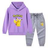 Children Pokemon Pikachu Hoodie & Pant Set Sweater Trousers Two-Piece Baby Cotton Suit
