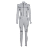 Fall Lapels High Waist Hip Lift Tight Sports Jumpsuit for Women