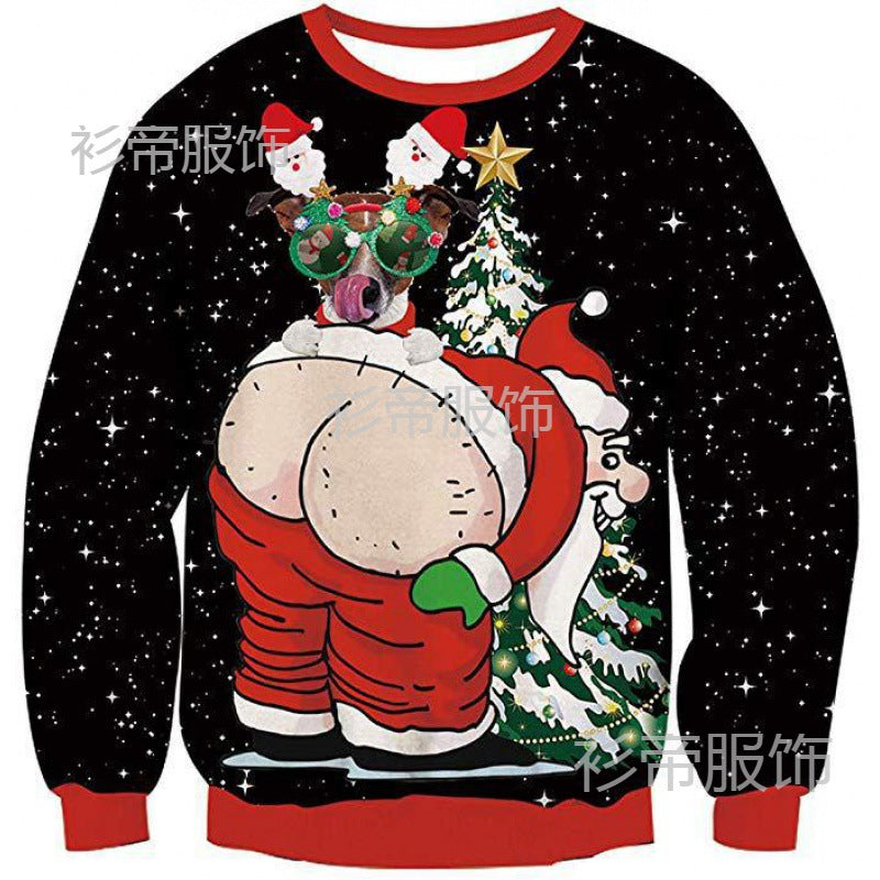 Black Christmas Sweater 3D Printed Christmas Series round Neck Sweater