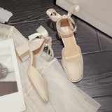 Nude Block Heel Sandals Mary Jane Shoes