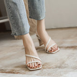 Nude Wide Fit Block Heels Chunky Heel Roman Shoes
