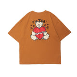 Men's T Shirt Summer Casual Tops Cartoon Bear Printed Short Sleeve T-shirt Men's round Neck Half Sleeve Boyfriend Harajuku Style Trendy Loose