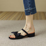 Nude Block Heel Sandals Low Heel Flip-Flops