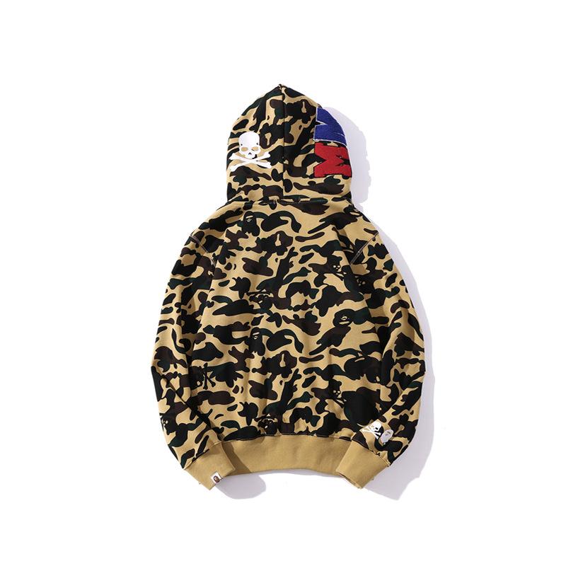 Shark Print Jacket Shark Head Skull Color Double Hood Thin Fleece Hoodie Male and Female Large Size Coat