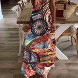Women Bohemian Dress Summer Loose Printing Slip Dress