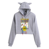 In Memory of Kobe Hoodie Kobe Peripheral Printed Women's Navel Cat Ears Hooded Sweater