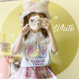Gothic Lolita Harajuku Style Clothing Sleep Bear Print Cute Preppy Style T-shirt