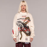 Rrr123 Sweatshirt Loose Sports and Leisure Python Foam Printed Crew Neck Sweatshirt