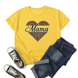 Boy Mama T Shirt Leopard Print Love Mama Printed Short Sleeve round Neck T-shirt
