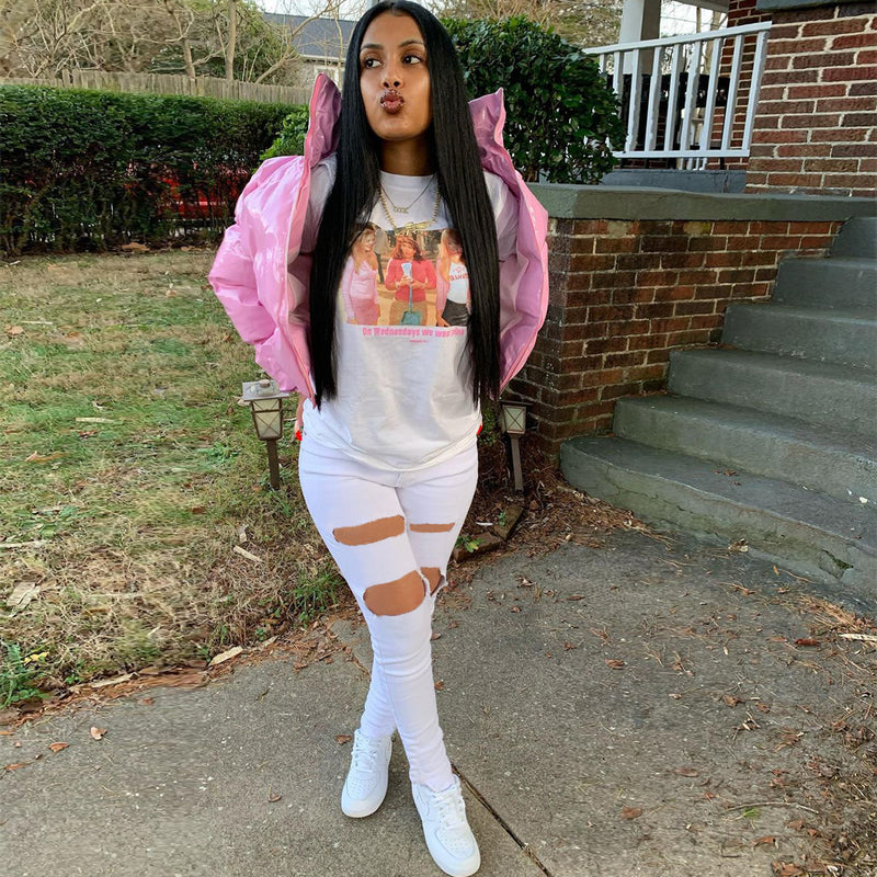 Women Plus Size Jeans Ripped Slim Fit Denim Skinny Pants