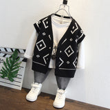 Toddler Boys Sweater Boys' Sweater V-neck Vest Knitted Spring and Autumn