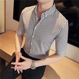 Men Shirts Men's Half Sleeve Shirt Striped Half-Sleeve Shirt