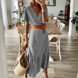 Women Bohemian Dress Summer Women's V-neck Short Sleeve Dress