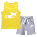 Children Pokemon Pikachu Tshirts & Shorts Summer Vest Middle Pants Sports Casual Sleeveless Two Pieces