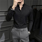 Men Shirts Casual Long Sleeve Shirt Slim Fit Business Suit Stretch Men's Shirt Clothes