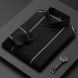 Men Shirts Summer Stripes Pointed Collar Spring and Autumn Slim Shirt