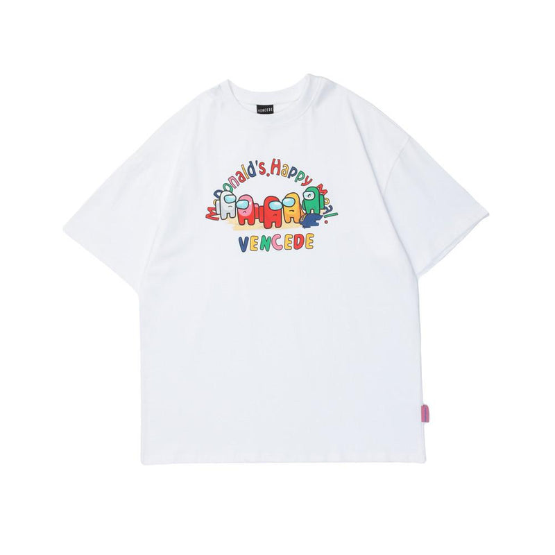 Men T Shirt Summer Casual Tops Cartoon Printed Short Sleeve T-shirt Fashion Loose Half Sleeve