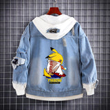 Men and Women Pokemon Pikachu Coat Spring and Autumn Pikachu Anime Denim Hoodie