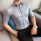 Men Shirts Casual Solid Color Business Shirt