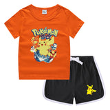 Children Pokemon Pikachu Tshirts & Shorts Leisure Sports Suction Suit Neutral