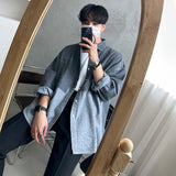 Denim Shirts Denim Long-Sleeved Shirt Men's Spring and Autumn Splicing Coat Loose Top