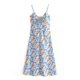 Mariah Carey Dress Backless Sexy Daisy Print Bow Suspenders Dress