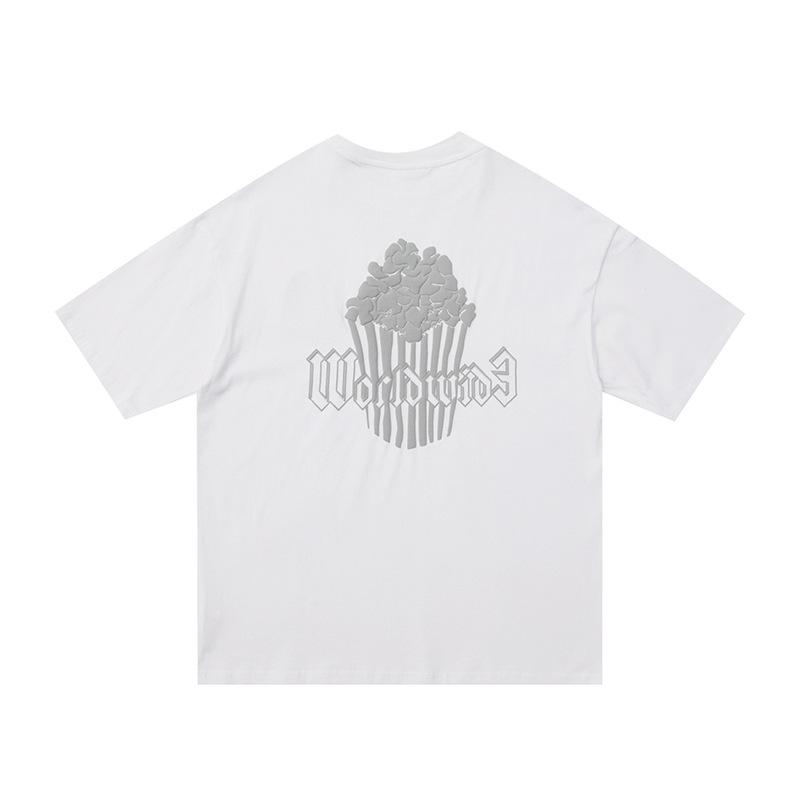 Men T Shirt Summer Casual Tops Men's Fashion Brand Retro Simple Foam Craft Popcorn Short Sleeve T-shirt