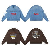 Rrr123 Sweatshirt Vintage Loose Henry Collar Pullover Sweater Fog Men and Women Same Style