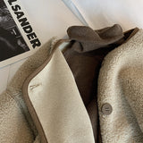 Beth Dutton Outfits Khaki round Neck Lamb Wool Coat Autumn Winter Berber Fleece Top