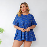 Women Plus Size Tops Shirt Summer Ruffles Short Sleeve Sequined T-shirt Top