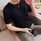 Men Short Sleeve T-Shirt Summer Knitted Short Sleeve T-shirt