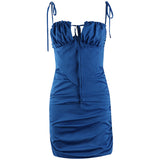 Body Fitting Dresses Summer Solid Color Sexy A- line Strap Dress