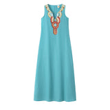 Beth Dutton Bohemian Dress Summer Spring Midi Dresses Loose Cotton Linen Sleeveless Deep V-neck Side Slit Dress