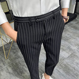 Men Trousers Striped Small Suit Pants Men