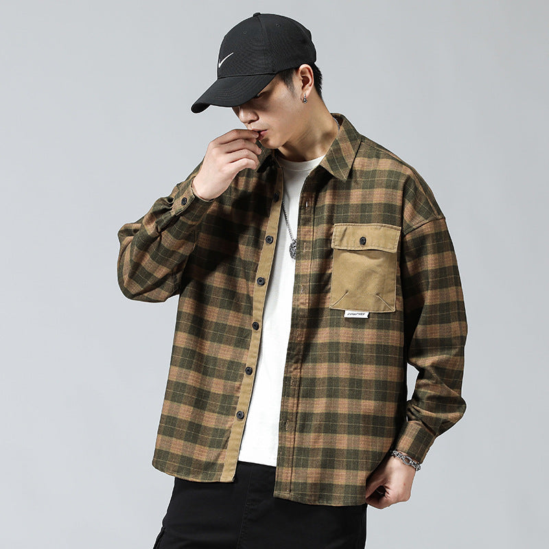 Work Shirts Fashion Plaid Jacket Men's Casual Loose