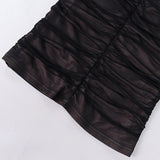 Women Summer Dresses Midi Dress Sexy Mesh Hollow-out Pleated Backless Midi Dress