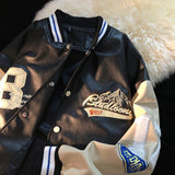 All Star Varsity Jacket Vintage PU Leather Embroidered Jacket