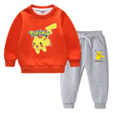 Children Pokemon Pikachu Hoodie & Pant Set Fleece Lined Padded Warm Keeping Winter Clothes Sweatershirt Suit