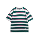 Man Summer T Shirt Contrast Color Stripes