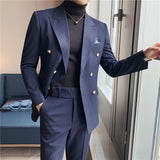 Double Brewed Seersucker Suit Men's Casual Two-Piece Suit Slim Fit