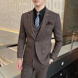 Seersucker Suit Slim Three-Piece Suit Striped Suit