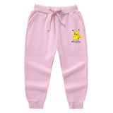 Children Pokemon Pikachu Pants Ankle-Tied Pants Casual Sports Cotton Neutral