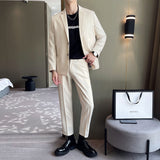 Double Brewed Seersucker Suit Spring Men Leisure Suit
