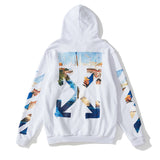 Off White Zipper Hoodie Spring and Autumn Monet Oil Painting Zipper Cardigan Hoodie Coat