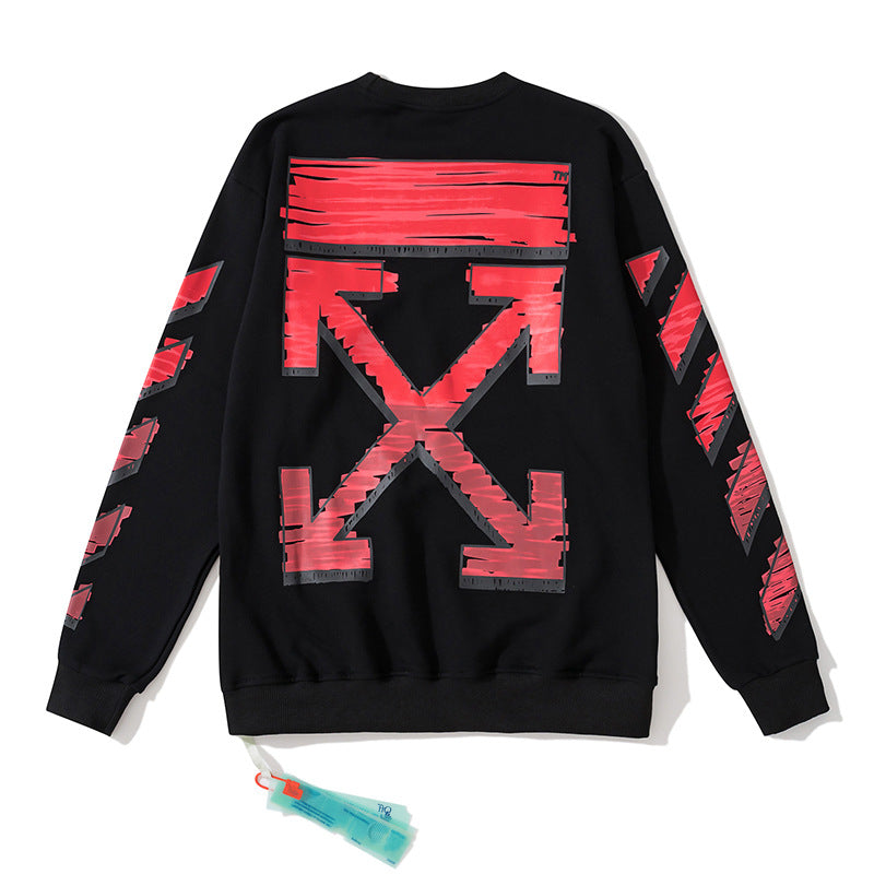 Off White Long Sleeve Round Neck Sweater Autumn And Winter Crew Neck Pullover Sweatshirt Men And Women